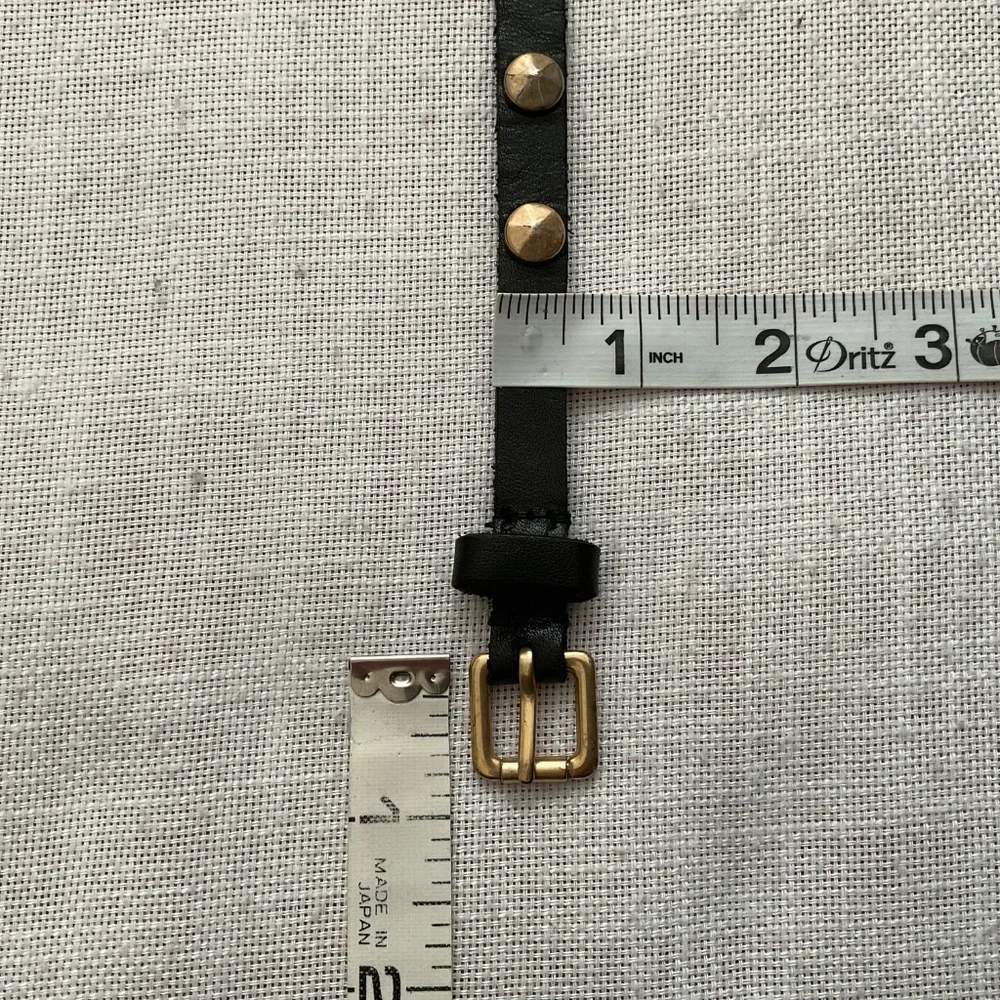 J.Crew Skinny Black Leather Studded Belt Size M - Picture 5 of 15